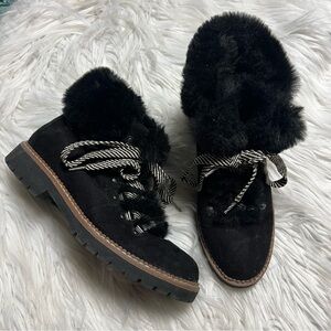 Mtng fur lined suede boots true black